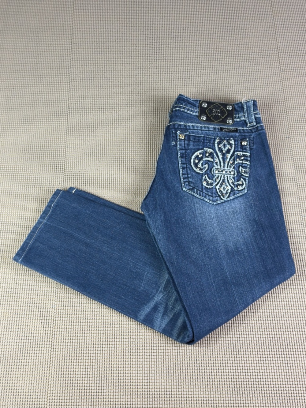 MISS MEwoman’s boot cut jeans style JP5360B3 size 30 diamonds details